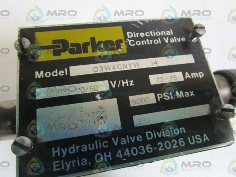 PARKER D3W4CNYW 110-120V 0.72-0.75A 5000PSI UNMP
