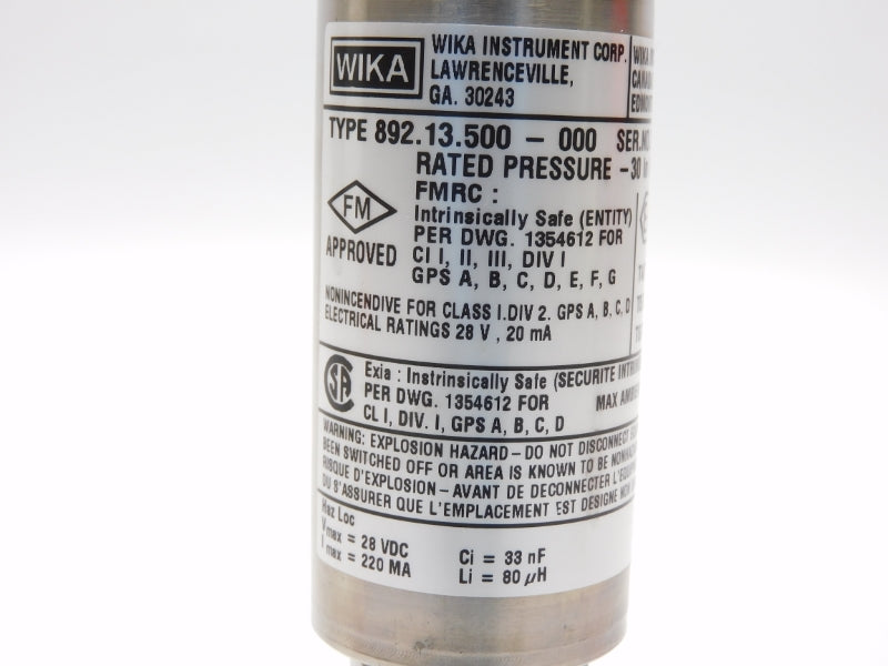 WIKA 892.13.500-000 28VDC 60PSI NSMP