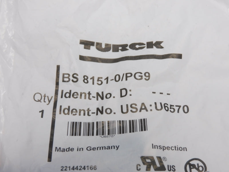 TURCK BS8151-0/PG9 U6570 125VAC/DC 4A NSMP