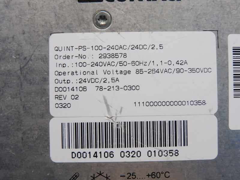 PHOENIX CONTACT QUINT-PS-100-240AC/24DC/2.5 100-240VAC 42A UNMP