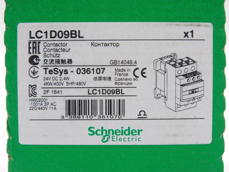 SCHNEIDER ELECTRIC LC1D09BL 24VDC NSFS