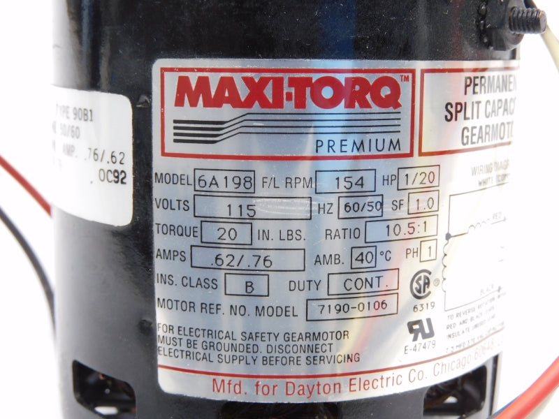MAXI-TORQ 6A198 115V .62/.76A NSNP