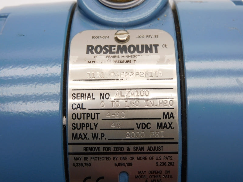 ROSEMOUNT 1151DP4E22B2M1I5 45VDC 2000PSI UNMP