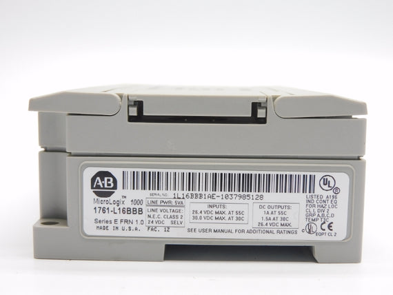 ALLEN BRADLEY 1761-L16BBB SER. E F/W 1.0 30.0VDC 1.5A UNMP
