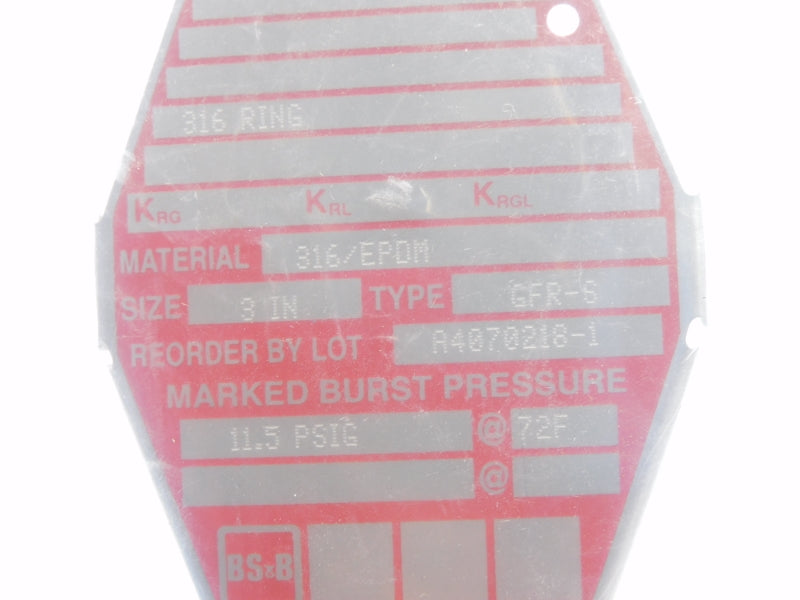 BS&B GFR-S 11.5PSI 3" NSNP