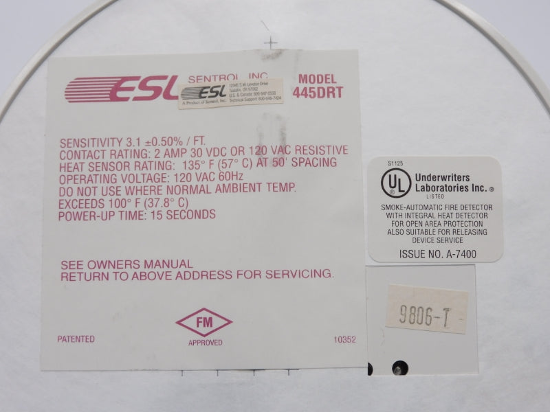 ESL 445DRT-W 120VAC 2A 15S NSMP
