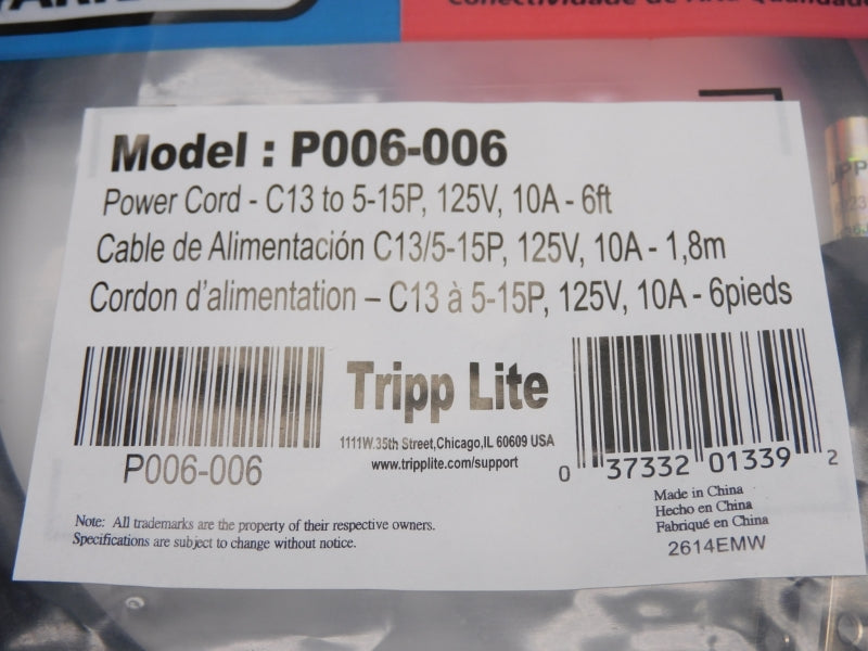 TRIPP LITE P006-006 125V 10A NSMP