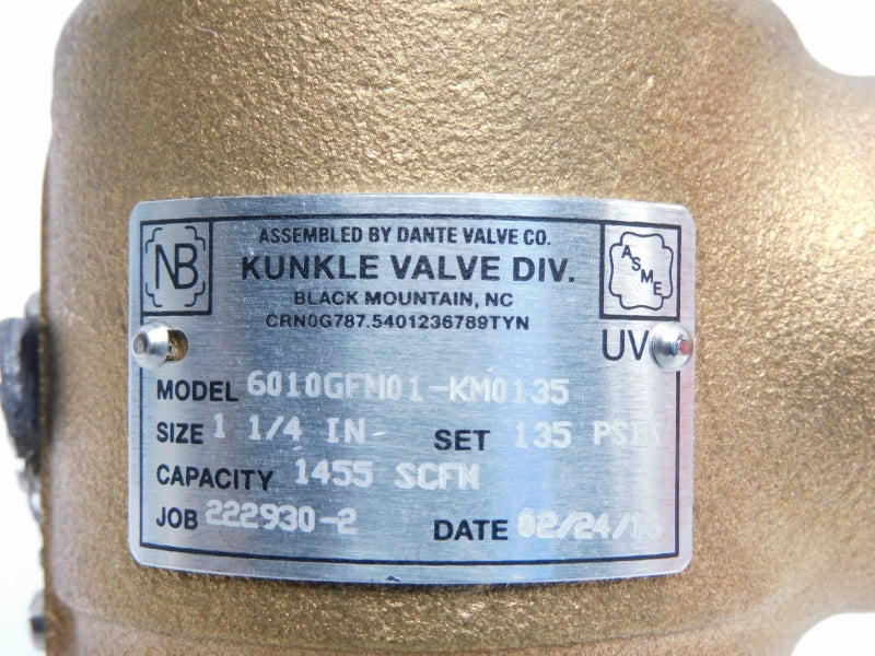 KUNKLE 6010GFM01-KM0135 135PSI 1-1/4" NSNP