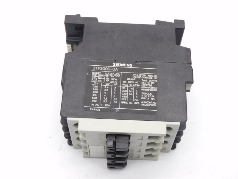 SIEMENS 3TF3000-0AK6 110/120V 9A UNMP
