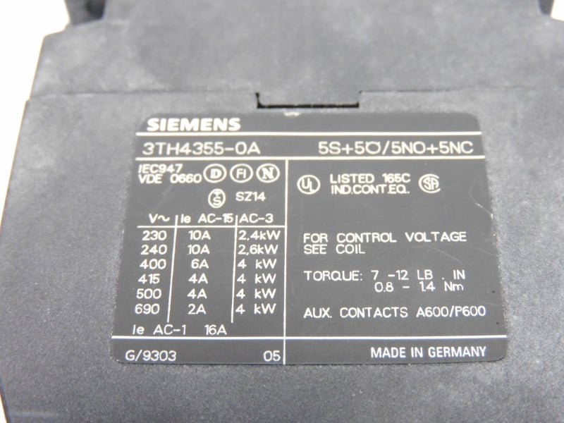 SIEMENS 3TH4355-0AK6 110/120V 10A NSNP
