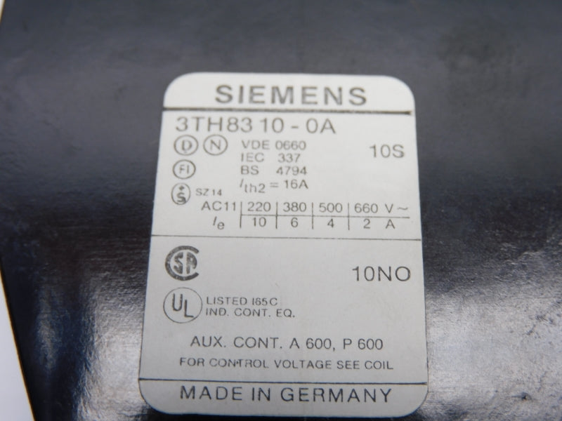 SIEMENS 3TH8310-0A 110/120V 16A NSNP