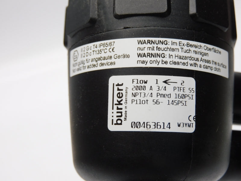 BURKERT 2000A-3/4-PTFESS 00463614 160PSI 3/4" NSMP