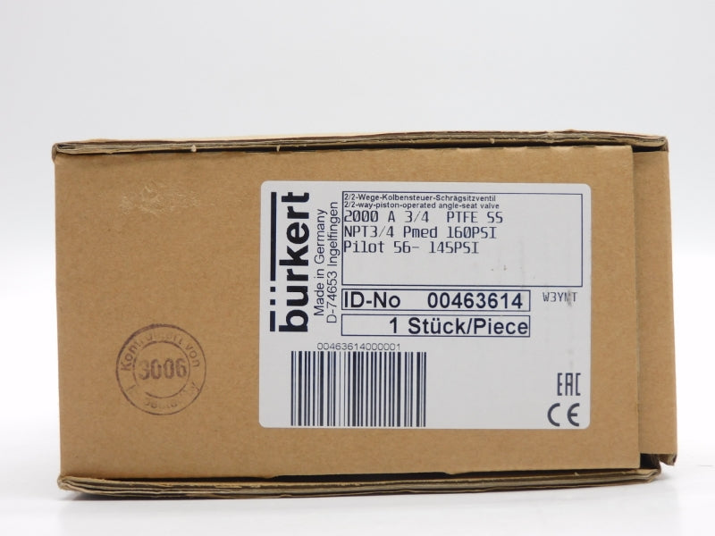 BURKERT 2000A-3/4-PTFESS 00463614 160PSI 3/4" NSMP