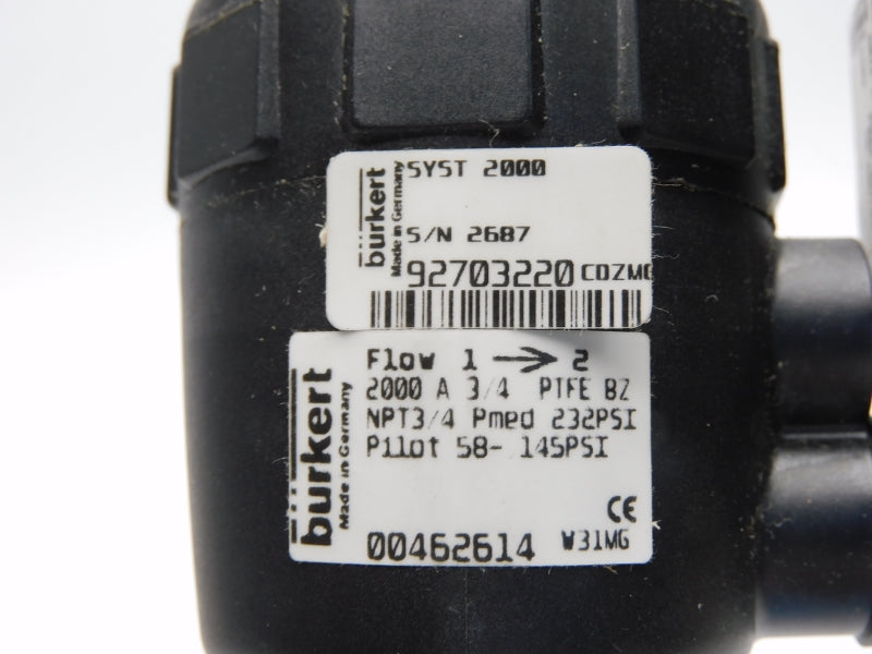 BURKERT SYST2000 92703220 232PSI 3/4" NSMP