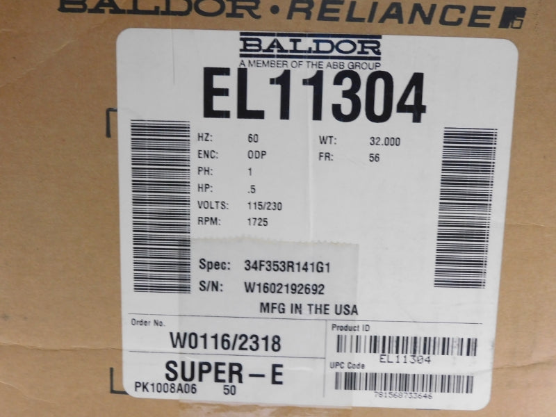 BALDOR EL11304 115/230V 4.7/2.35A NSMP
