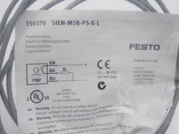 FESTO SIEN-M5B-PS-K-L 150370 10-30VDC NSMP
