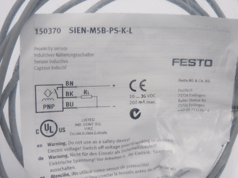 FESTO SIEN-M5B-PS-K-L 150370 10-30VDC NSMP