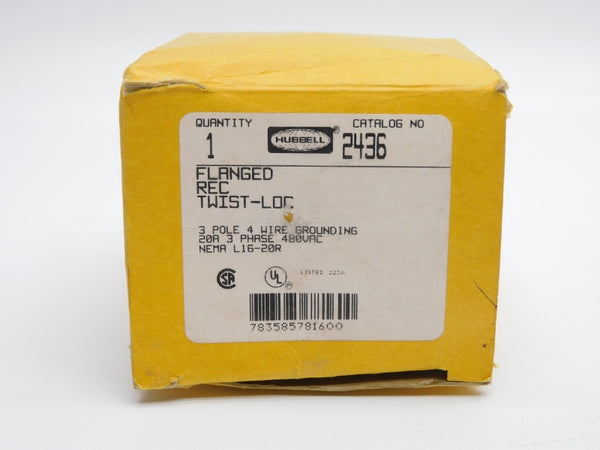 HUBBELL 2436 480VAC 20A NSMP
