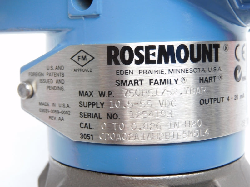 ROSEMOUNT 3051CD0A02A1AH2B1E5M5L4 10.5-55VDC 750PSI NSNP