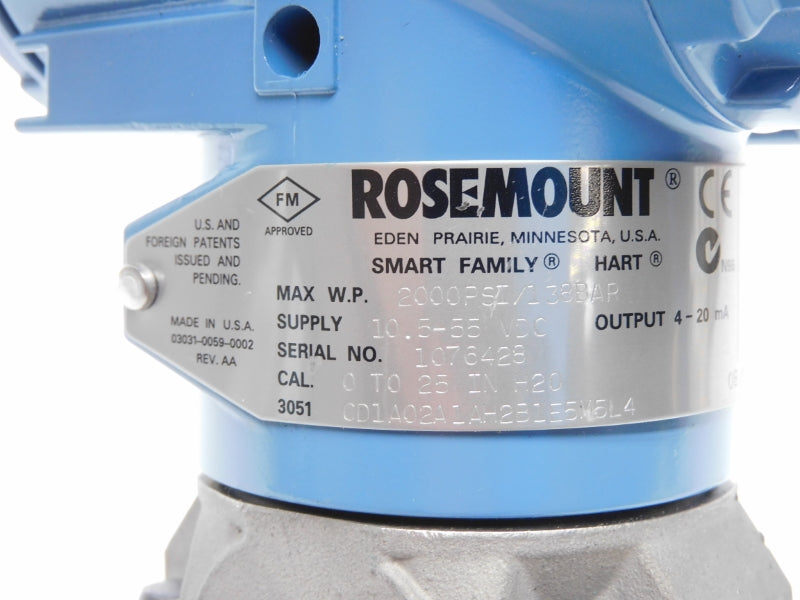 ROSEMOUNT 3051CD1A02A1AH2B1E5M5L4 10.5-55VDC 2000PSI NSNP