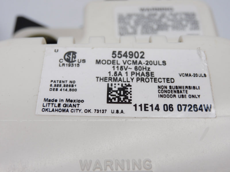 LITTLE GIANT VCMA-20ULS 554902 115V 1.5A NSNP