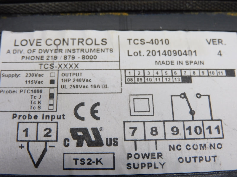 LOVE CONTROLS TCS-4010 115VAC 16A UNMP