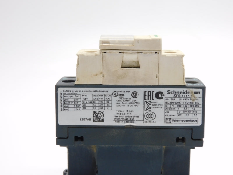SCHNEIDER ELECTRIC LC1D12 690V 25A (NO COIL) UNMP