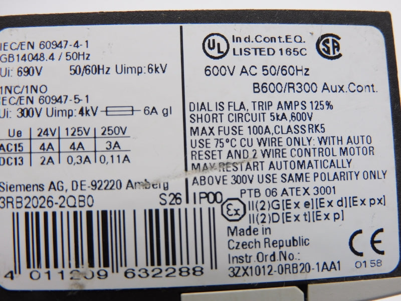 SIEMENS 3RB2026-2QB0 690V 6-25A UNMP