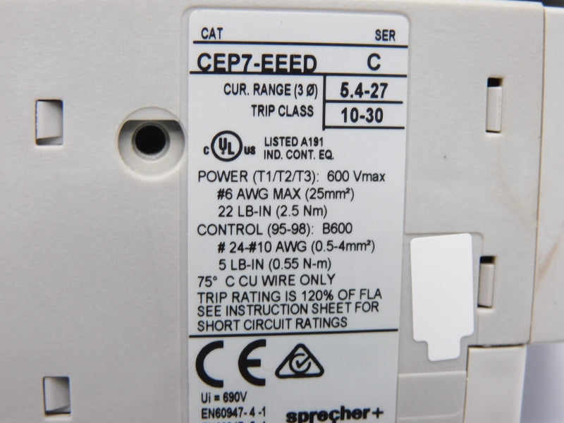 SPRECHER+SCHUH CEP7-EEED SER. C 690V 5.4-27A UNMP