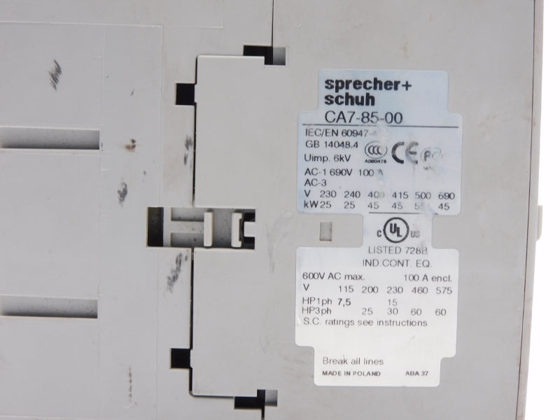 SPRECHER+SCHUH CA7-85-00 110/120V 100A UNMP