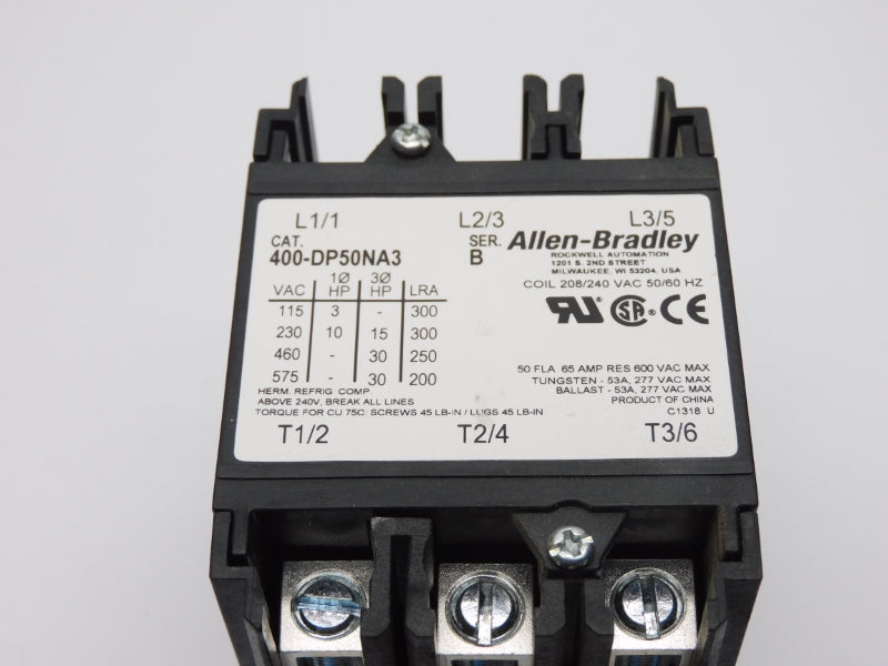 ALLEN BRADLEY 400-DP50NA3 SER. B 208/240V 50A (BR/WH) NSMP