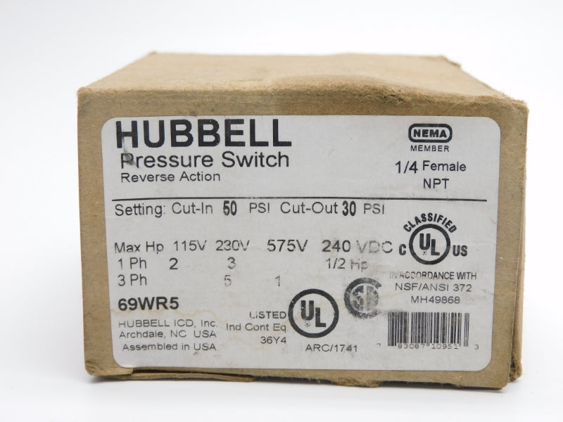 HUBBELL 69WR5 240VAC 50PSI 1/4" NSMP