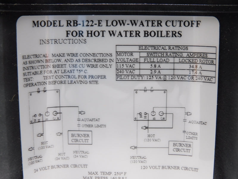 MCDONNELL&MILLER RB-122-E 144676 240VAC 34.8A NSMP