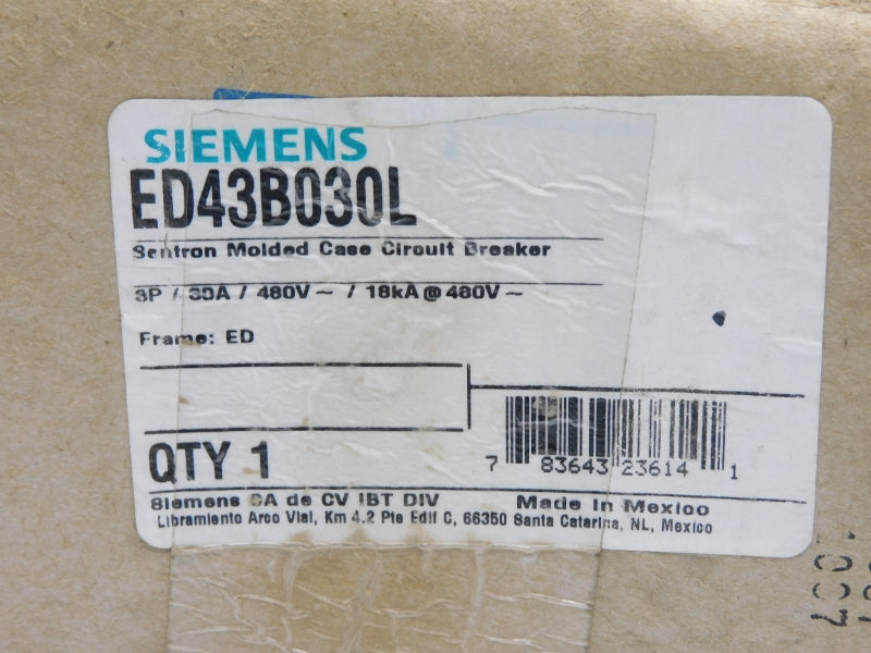 SIEMENS ED43B030L 480V 30A NSMP