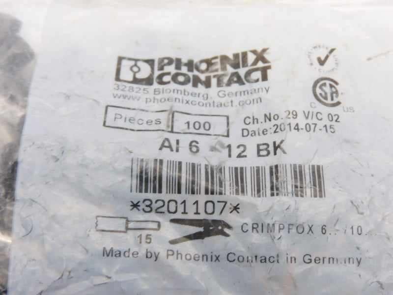 PHOENIX CONTACT AI612BK 3201107 (PKG OF 100) NSMP