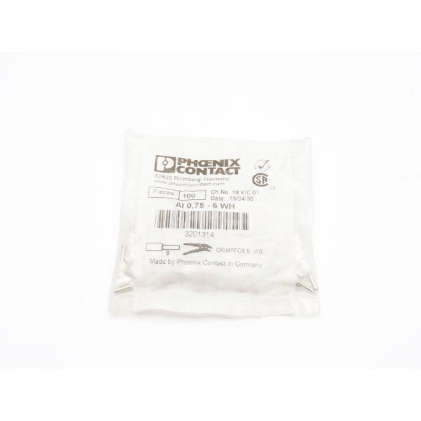 PHOENIX CONTACT AI0.75-6WH 3201314 (PKG OF 100) NSMP