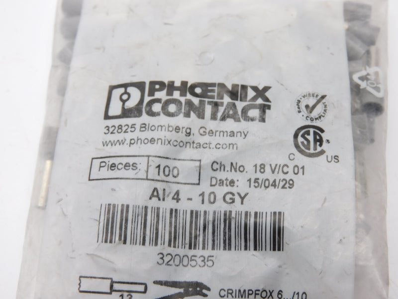 PHOENIX CONTACT AI4-10GY 3200535 (PKG OF 100) NSMP