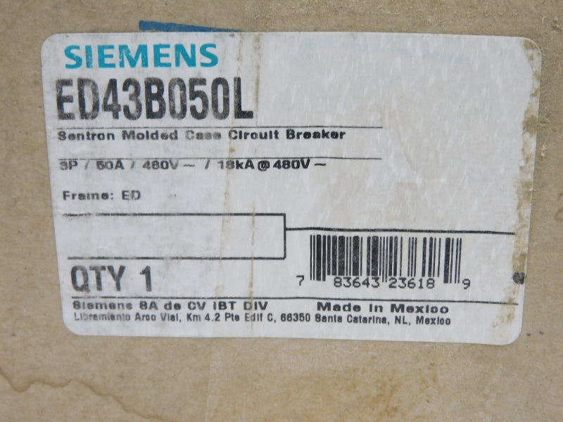 SIEMENS ED43B050L 480V 50A NSMP
