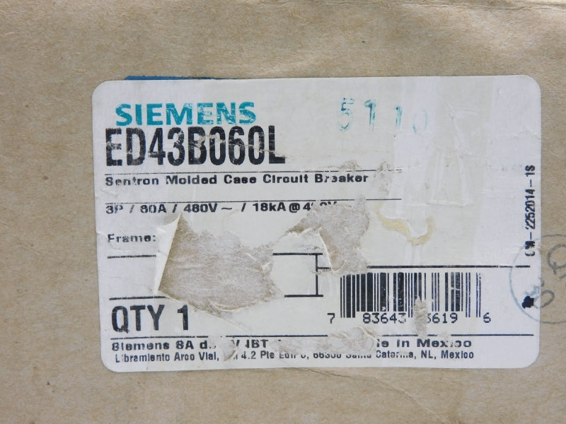SIEMENS ED43B060L 480V 60A NSMP