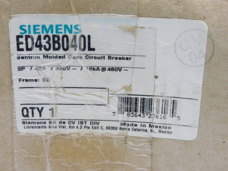SIEMENS ED43B040L 480V 40A NSMP