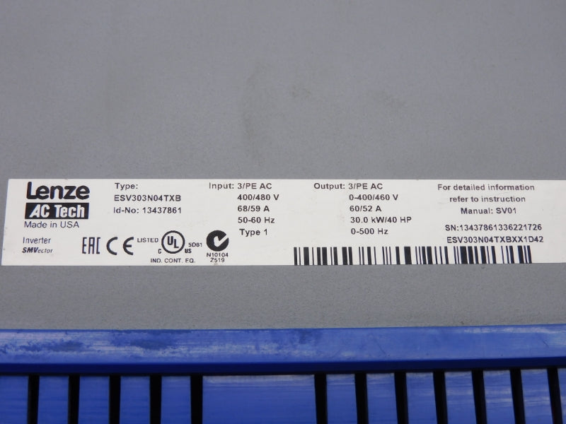 LENZE ESV303N04TXB 13437861 400/480V 68/59A NSNP