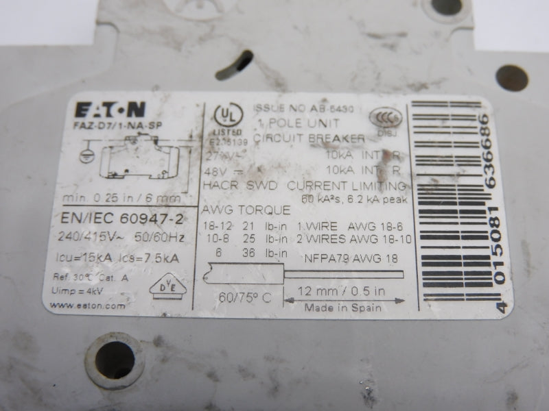 EATON FAZ-D7/1-NA-SP 277V 7A UNMP