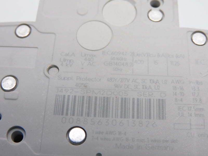 ALLEN BRADLEY 1492-SPM2D005 SER. D 277V 0.5A NSNP