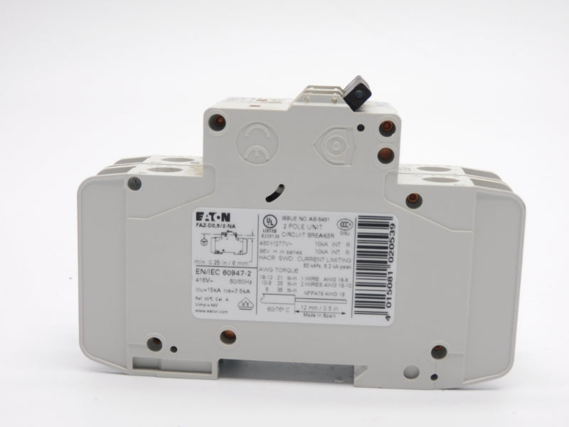 EATON FAZ-D0.5/2-NA 102177 277VAC 0.5A NSMP