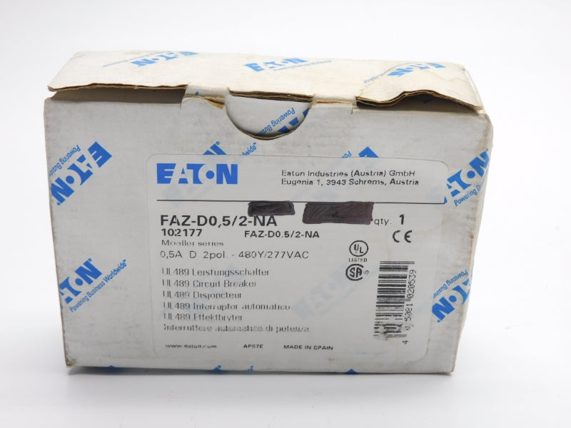 EATON FAZ-D0.5/2-NA 102177 277VAC 0.5A NSMP