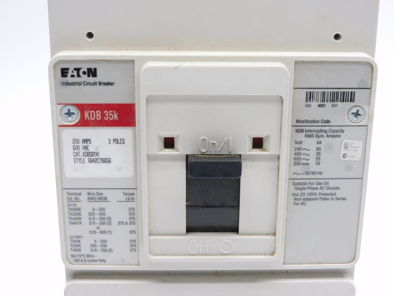 EATON KDB3200 600VAC 200A (RED) NSNP