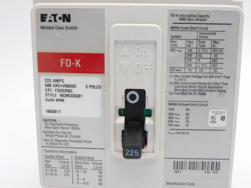 EATON FD3225KL 600VAC 225A (RED) NSNP
