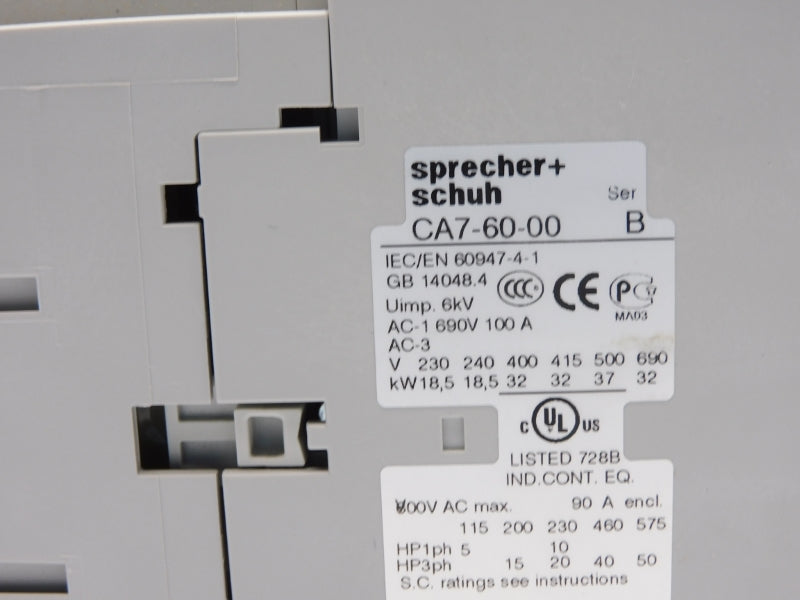 SPRECHER+SCHUH CA7-60-00-120 SER. B 110/120V 100A NSNP