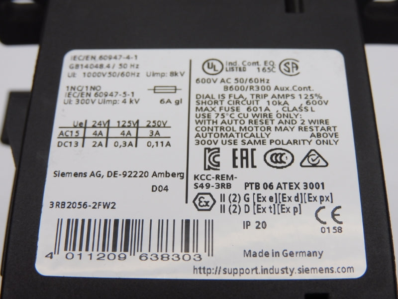 SIEMENS 3RB2056-2FW2 600VAC 50-200A NSNP