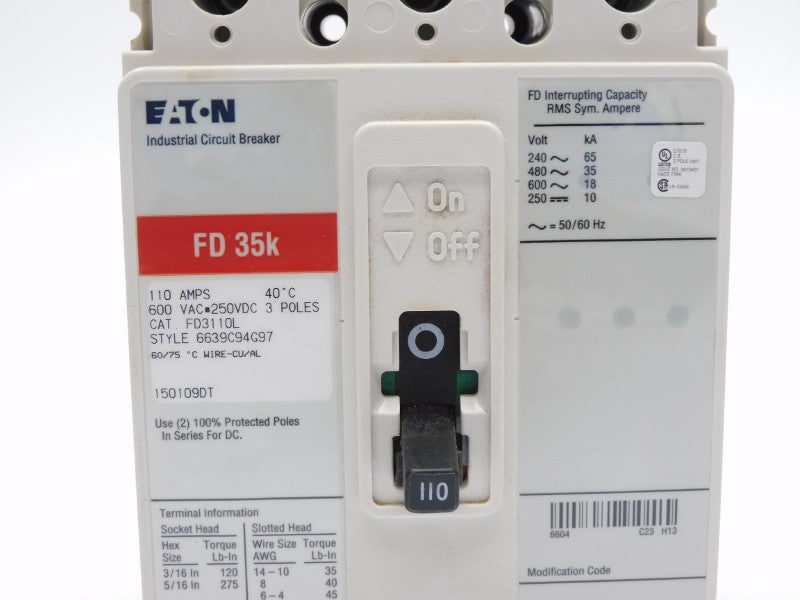 EATON FD3110L SER. C 600VAC 110A (RED) NSMP